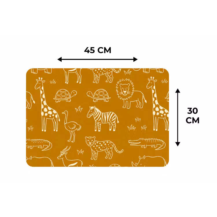 Placemat - 6 stuks - Dieren - Safari - Patroon - Kinderlijk - Oker — 3