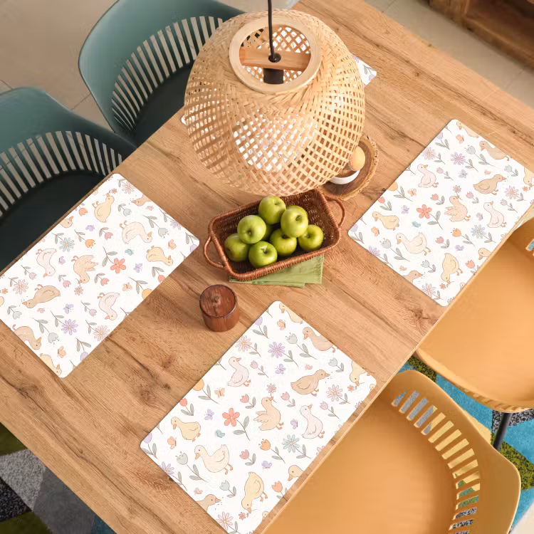Placemat - 6 stuks - Vogel - Bloemen - Patroon - Pastel - Dieren — 6