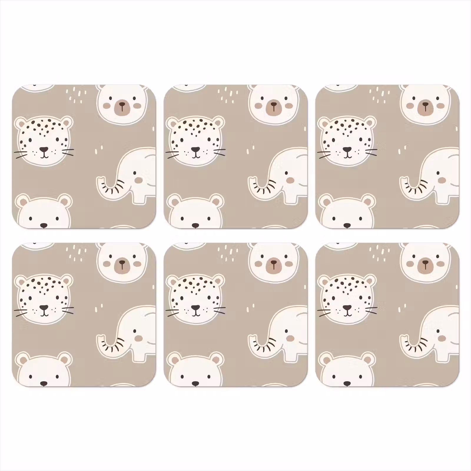 Onderzetter​ - Dieren - Patroon - Illustratie - Modern - Beige — 1
