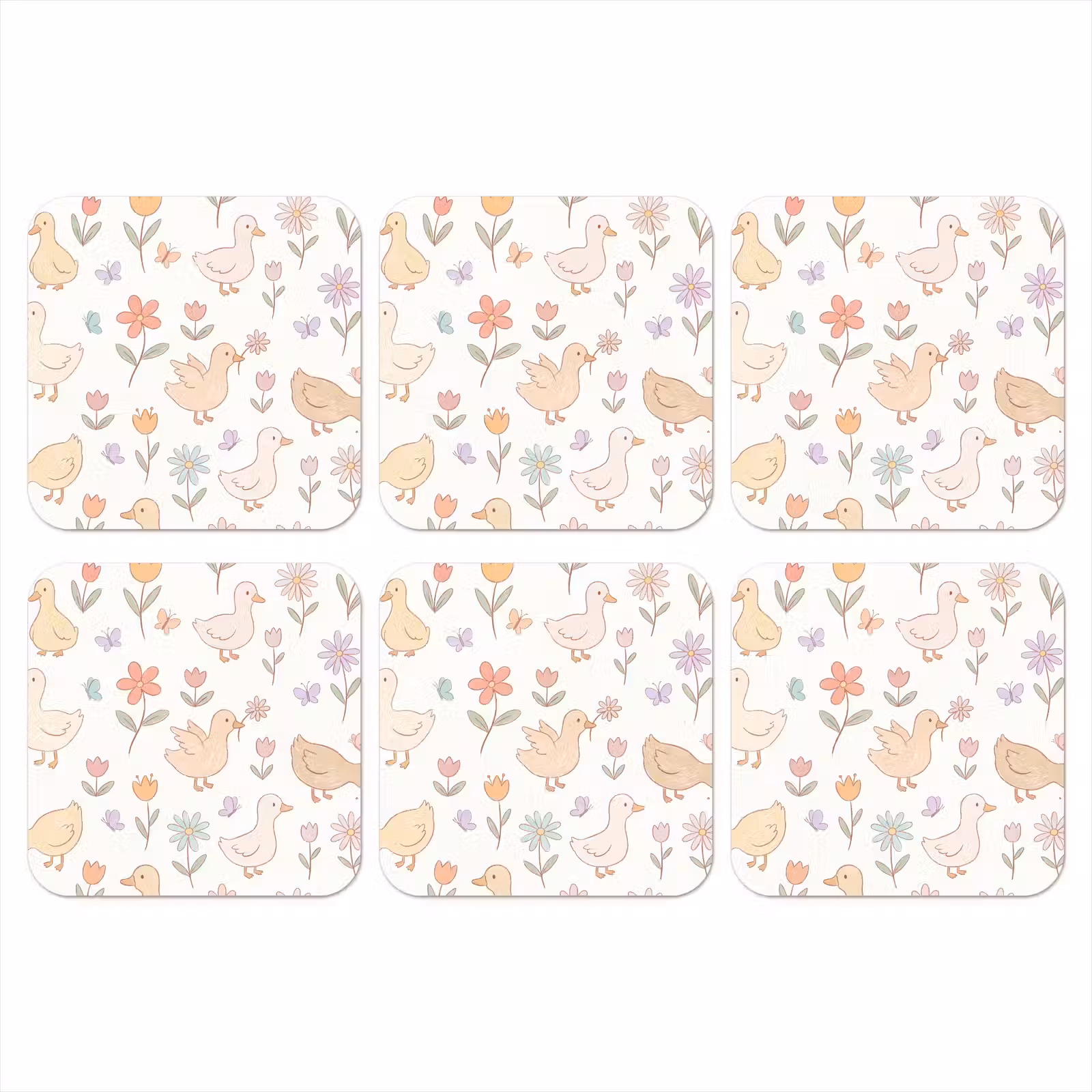 Onderzetter​ - Vogel - Bloemen - Patroon - Pastel - Dieren — 1