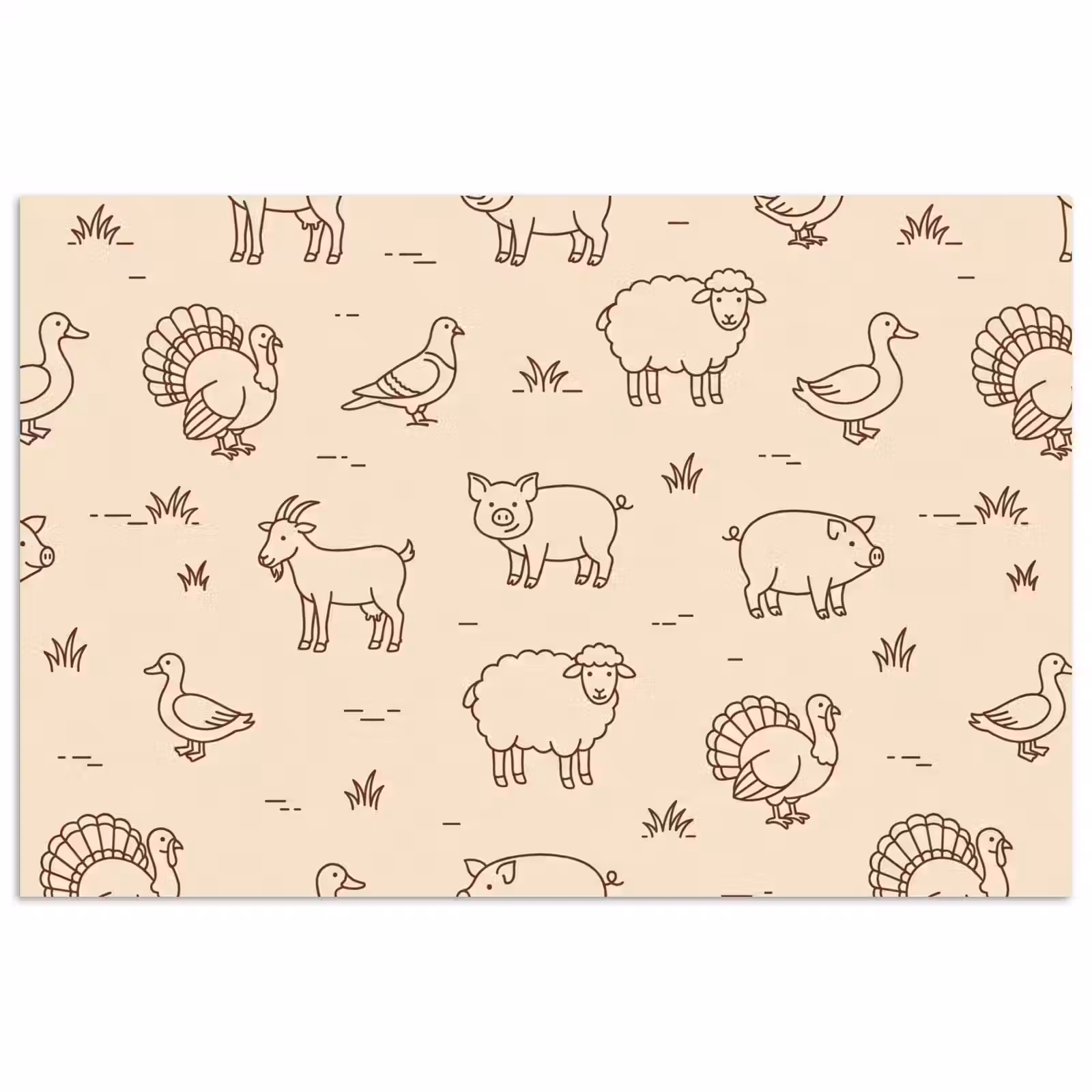 Poster - Dieren - Patroon - Boerderij - Minimalistisch - Beige — 1