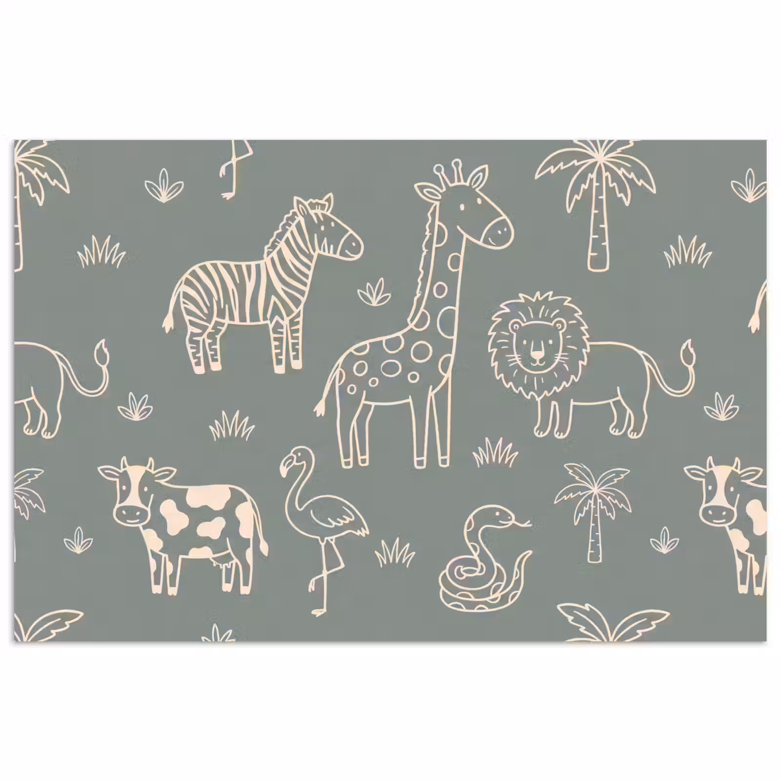 Poster - Dieren - Safari - Patroon - Illustratie - Groen — 1