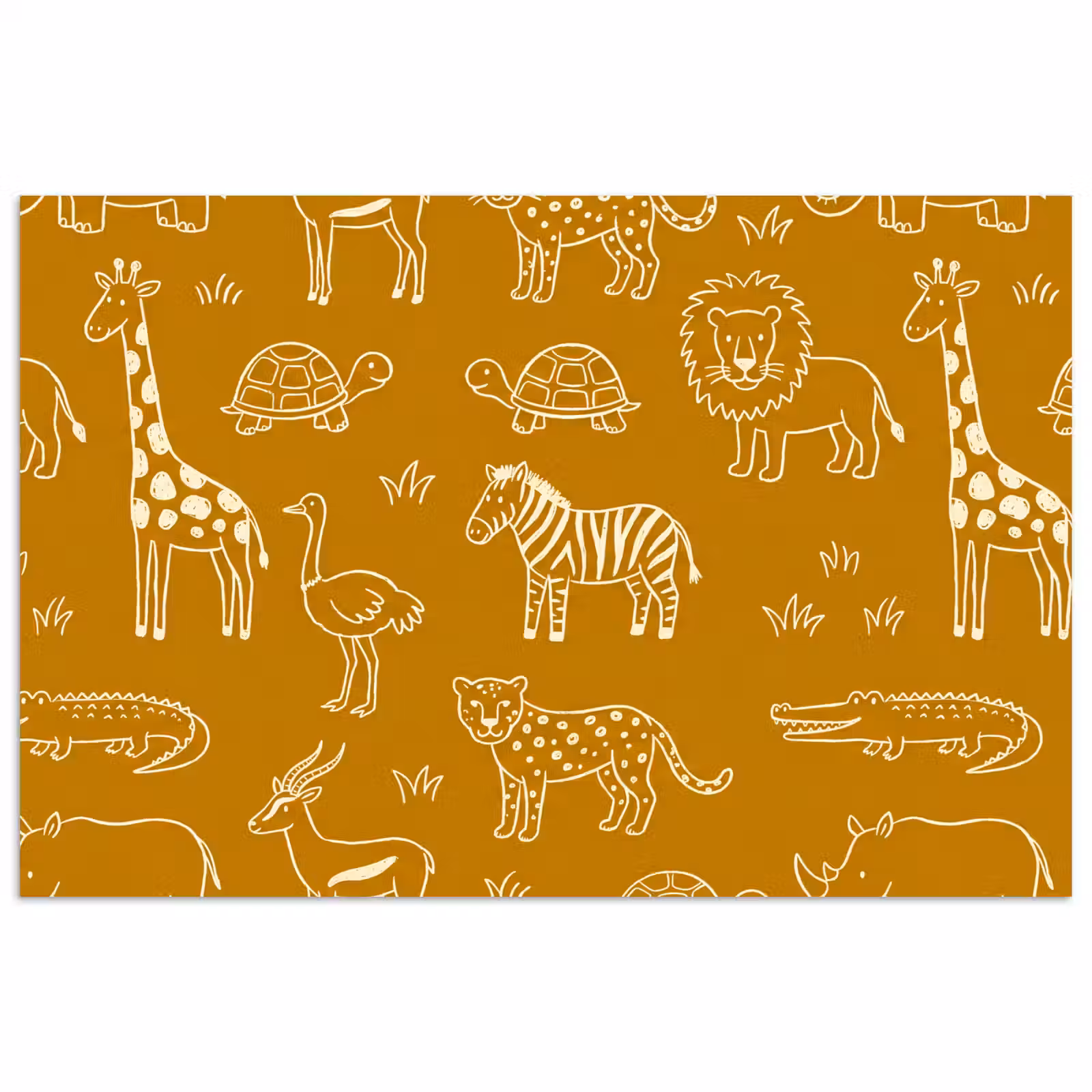 Poster - Dieren - Safari - Patroon - Kinderlijk - Oker — 1