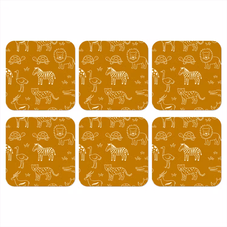 Onderzetter​ - Dieren - Safari - Patroon - Kinderlijk - Oker — 1