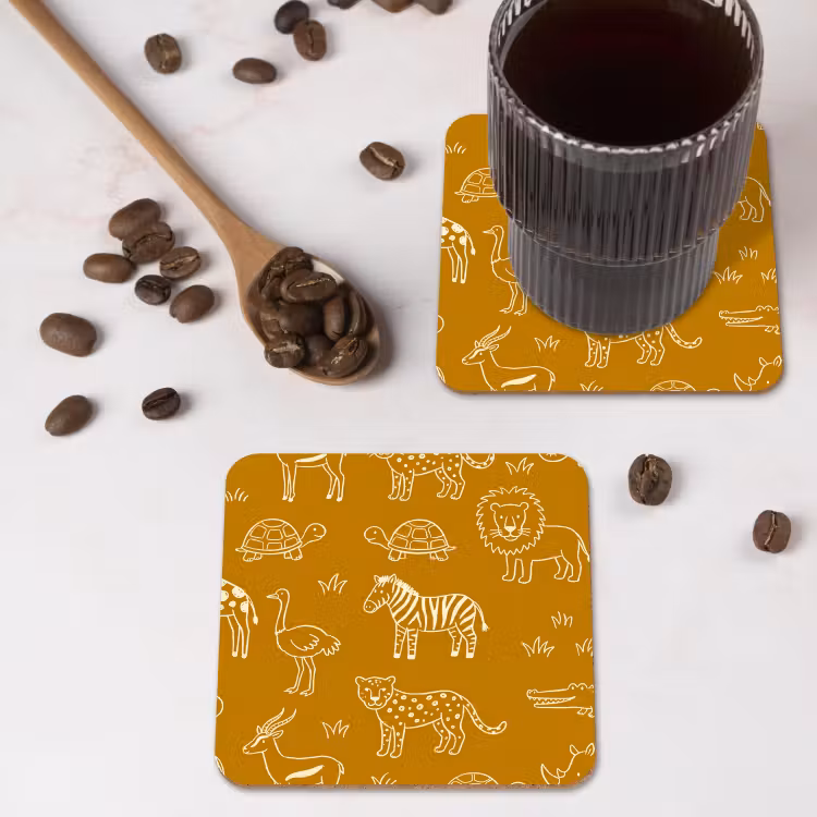 Onderzetter​ - Dieren - Safari - Patroon - Kinderlijk - Oker — 4