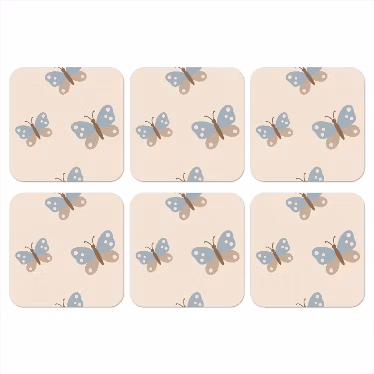 Onderzetter​ - Insect - Vlinderpatroon - Abstract - Blauw - Beige — 1