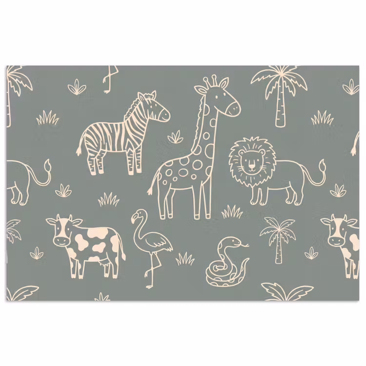 Poster - Dieren - Safari - Patroon - Illustratie - Groen — 1