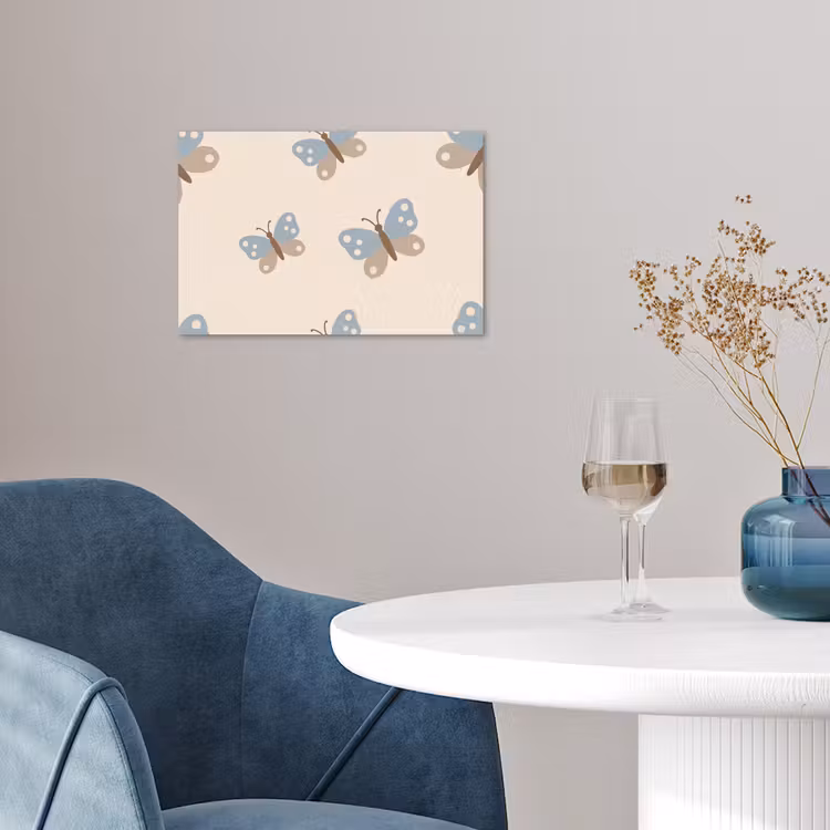 Poster - Insect - Vlinderpatroon - Abstract - Blauw - Beige — 4