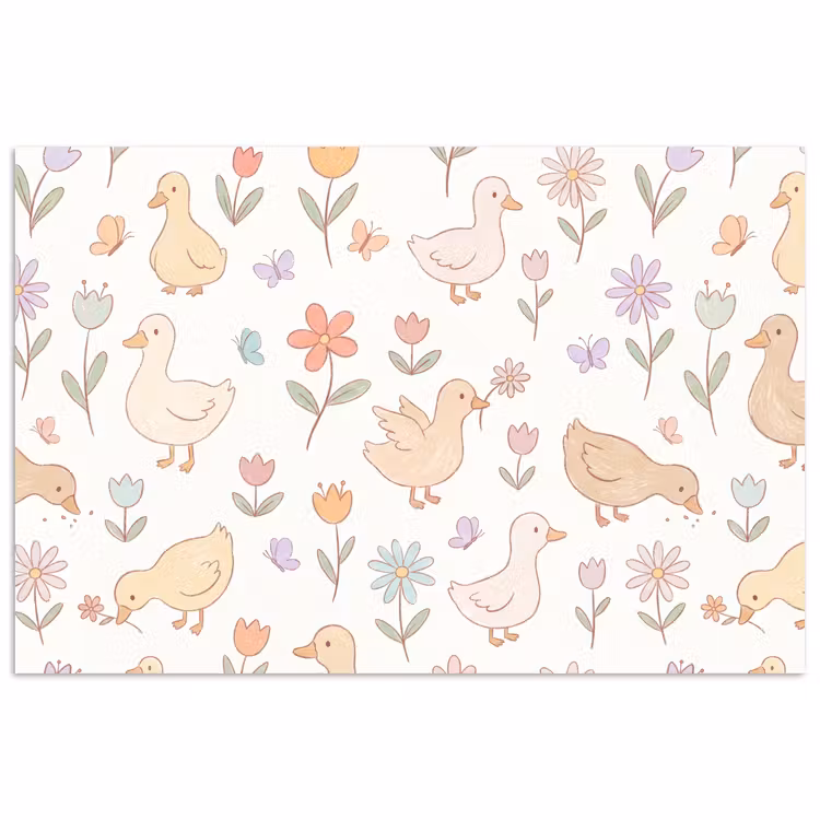 Poster - Vogel - Bloemen - Patroon - Pastel - Dieren — 1