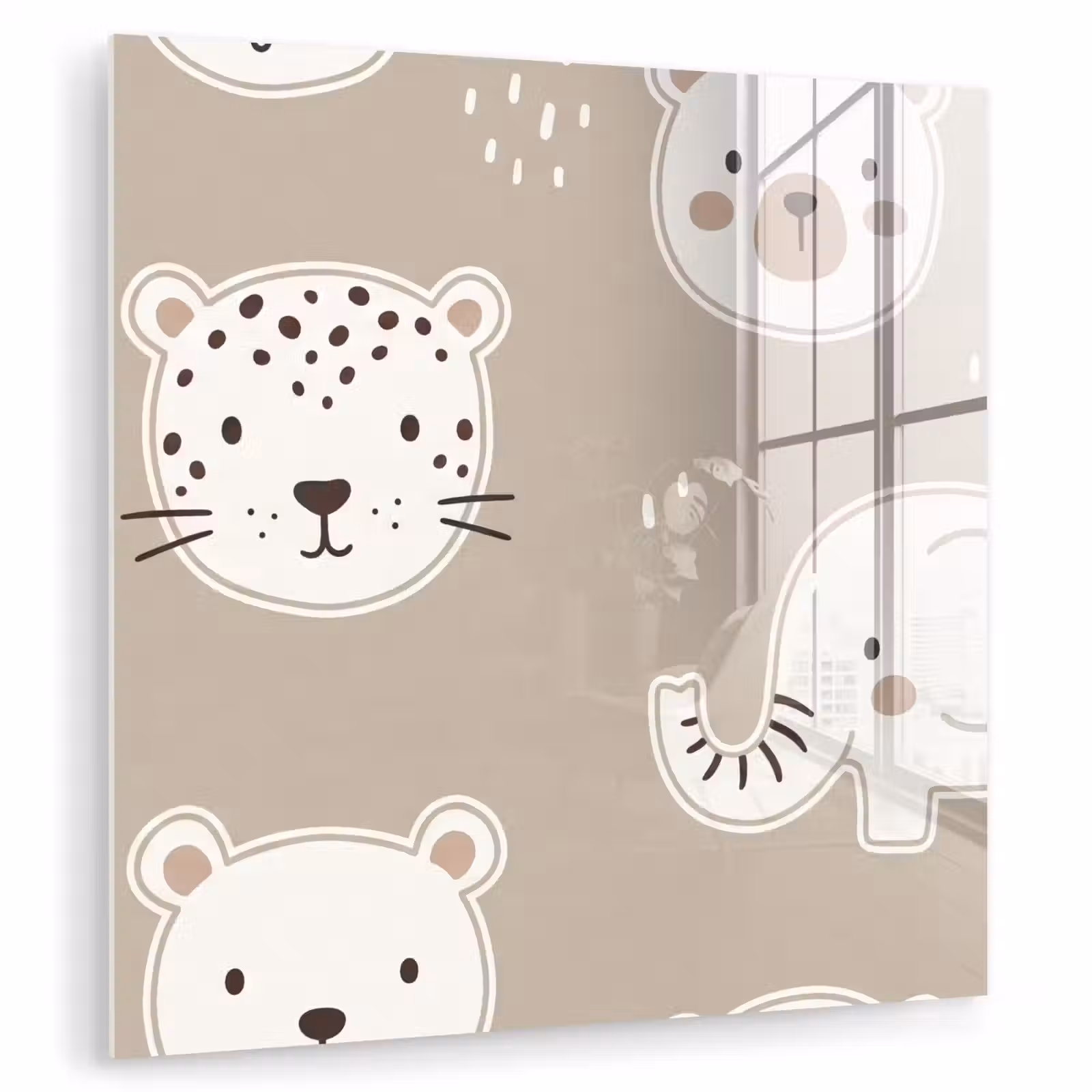 Glas schilderij - Dieren - Patroon - Illustratie - Modern - Beige — 1