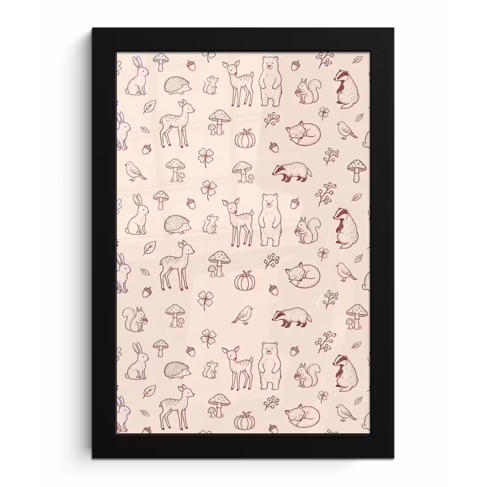 Poster met lijst - Dieren - Bos - Natuur - Schets - Patroon — 1