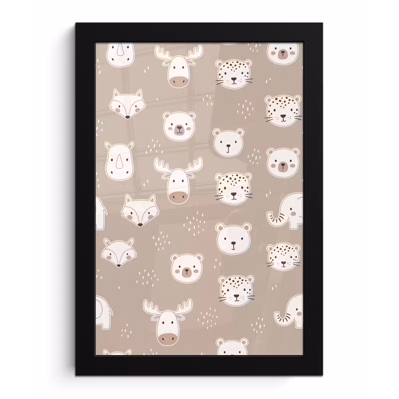 Poster met lijst - Dieren - Patroon - Illustratie - Modern - Beige — 1