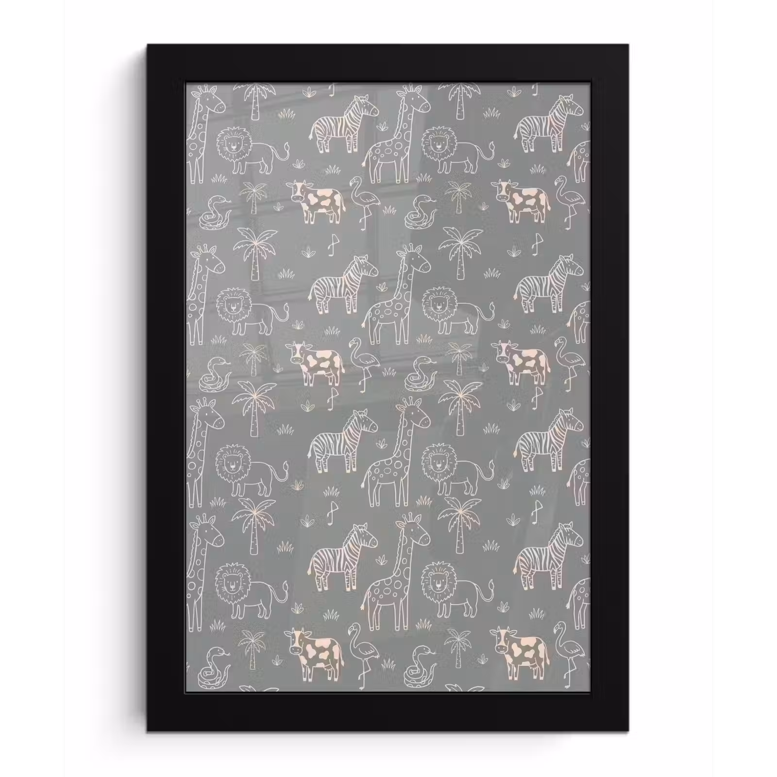 Poster met lijst - Dieren - Safari - Patroon - Illustratie - Groen — 1