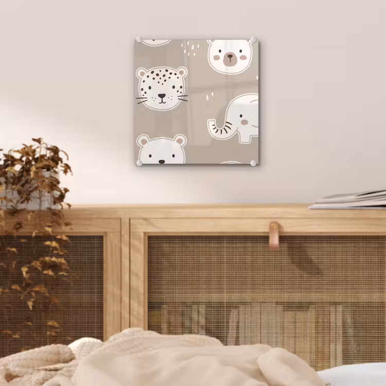 Glas schilderij - Dieren - Patroon - Illustratie - Modern - Beige — 5