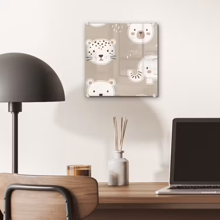 Glas schilderij - Dieren - Patroon - Illustratie - Modern - Beige — 7
