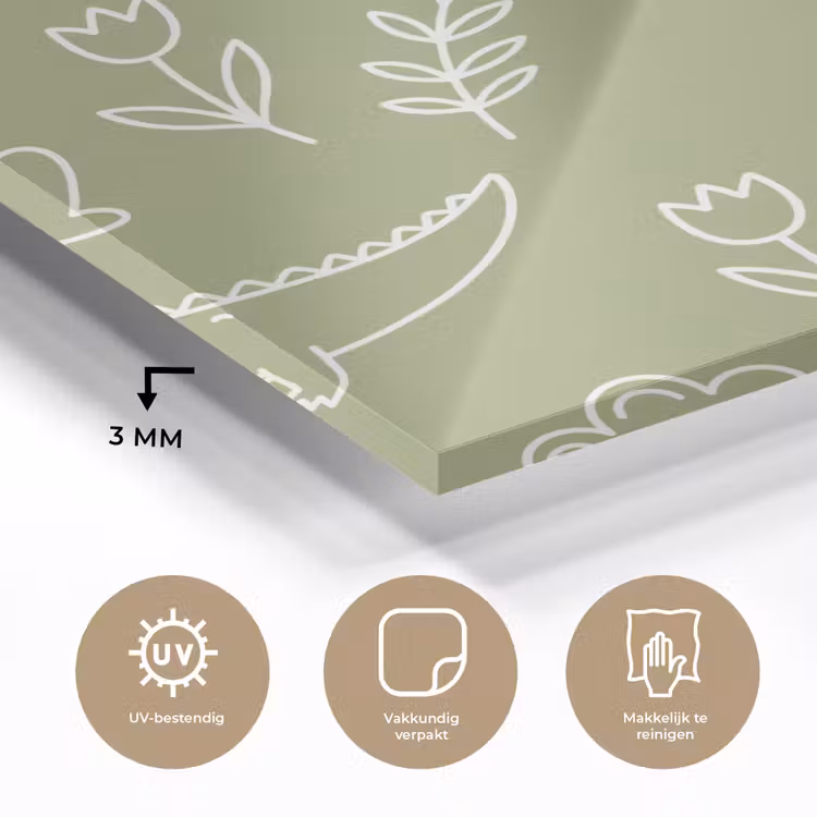 Glas schilderij - Dieren - Patroon - Illustratie - Natuur - Groen — 3