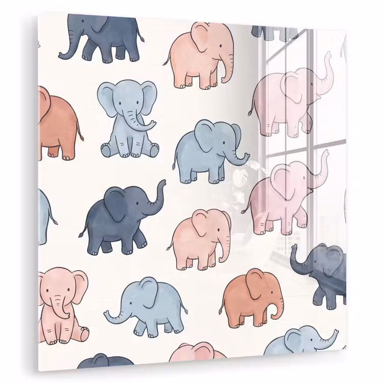 Glas schilderij - Dieren - Patroon - Kinderkamer - Pastel - Speels — 1