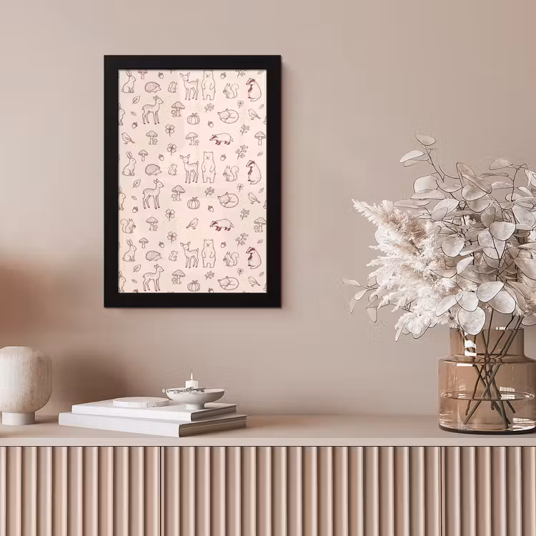Poster met lijst - Dieren - Bos - Natuur - Schets - Patroon — 5