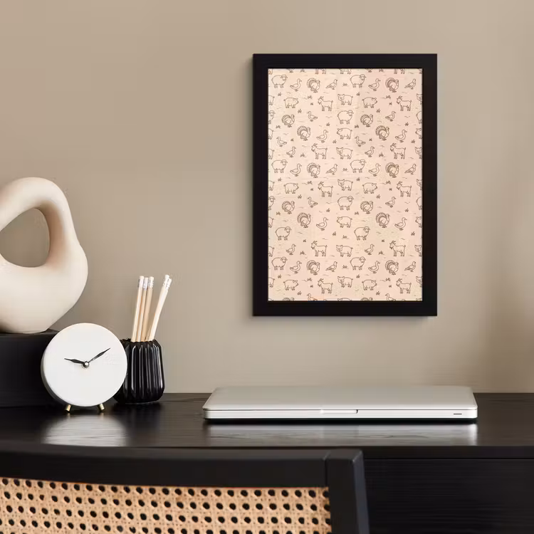Poster met lijst - Dieren - Patroon - Boerderij - Minimalistisch - Beige — 2