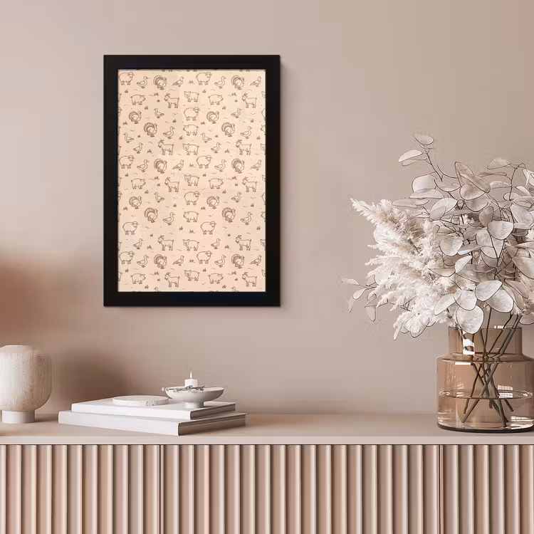 Poster met lijst - Dieren - Patroon - Boerderij - Minimalistisch - Beige — 5