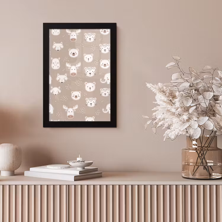 Poster met lijst - Dieren - Patroon - Illustratie - Modern - Beige — 5