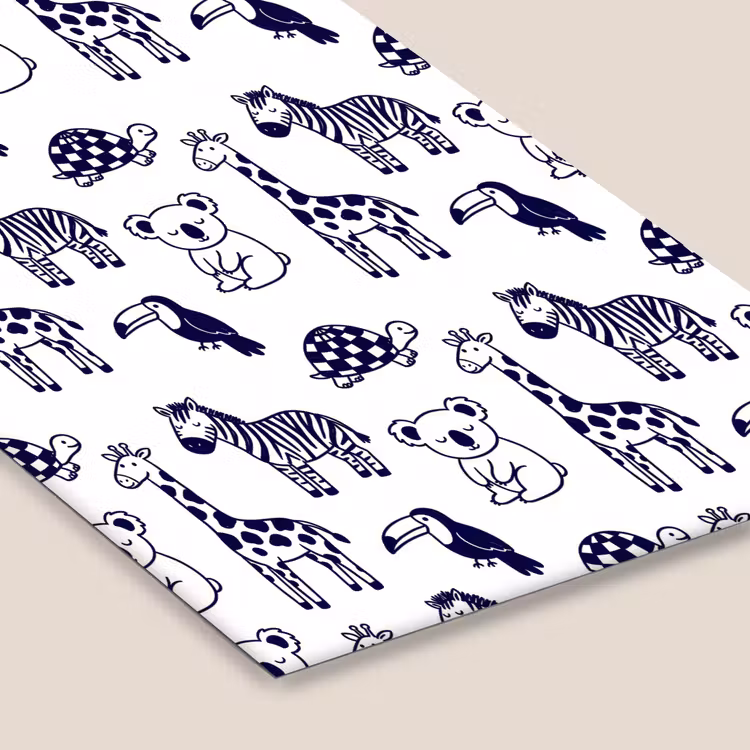 Poster met lijst - Dieren - Patroon - Kinderkamer - Grafisch - Wit-Blauw — 7