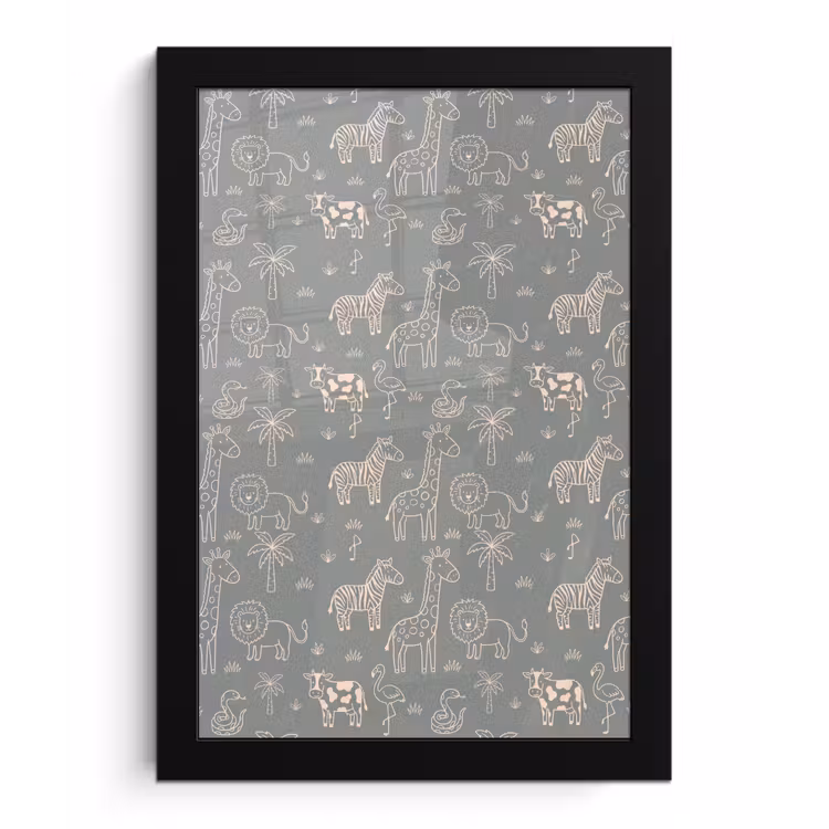 Poster met lijst - Dieren - Safari - Patroon - Illustratie - Groen — 1