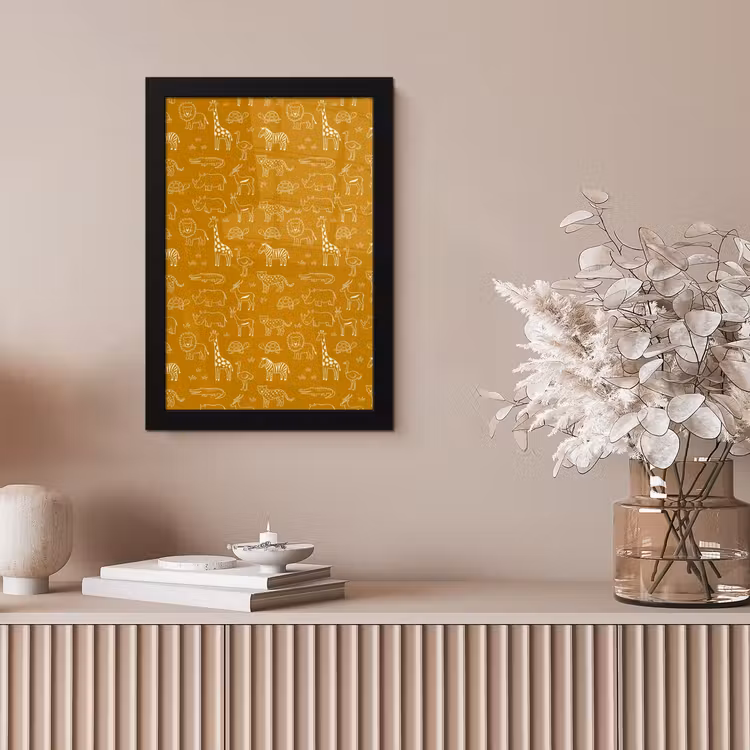 Poster met lijst - Dieren - Safari - Patroon - Kinderlijk - Oker — 5