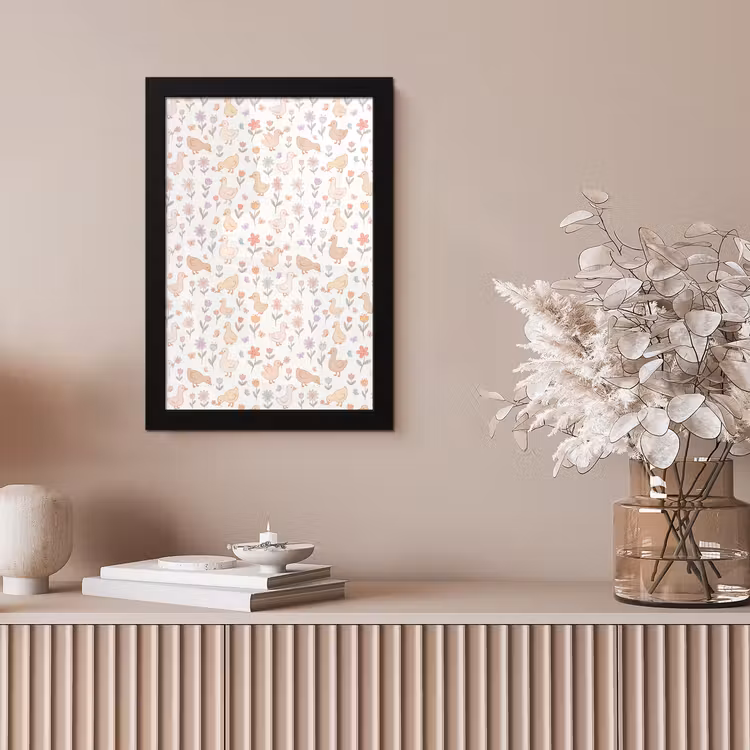 Poster met lijst - Vogel - Bloemen - Patroon - Pastel - Dieren — 5