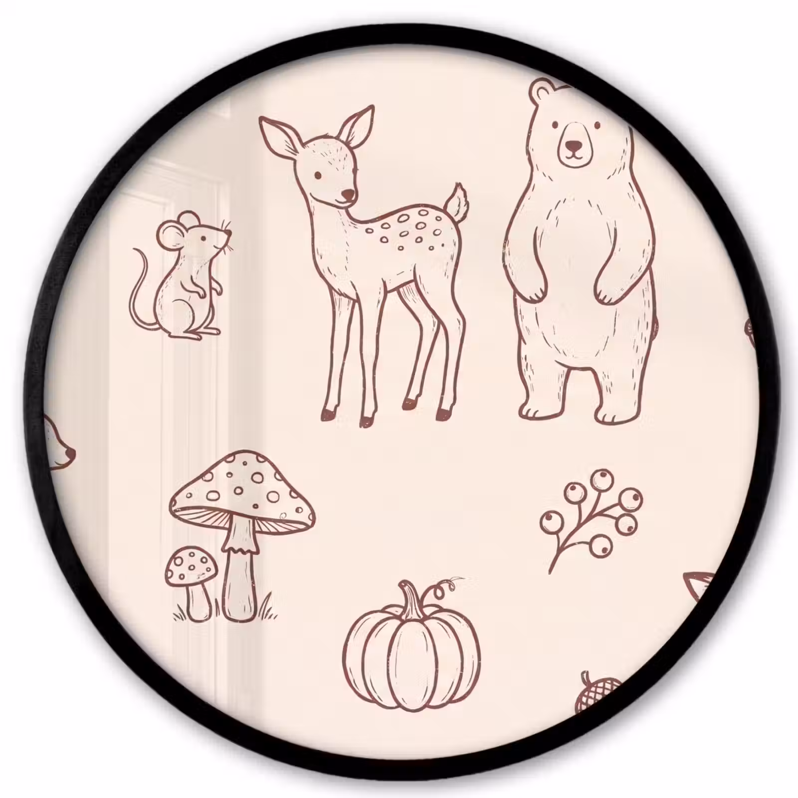 Ronde fotolijst - Dieren - Bos - Natuur - Schets - Patroon — 1