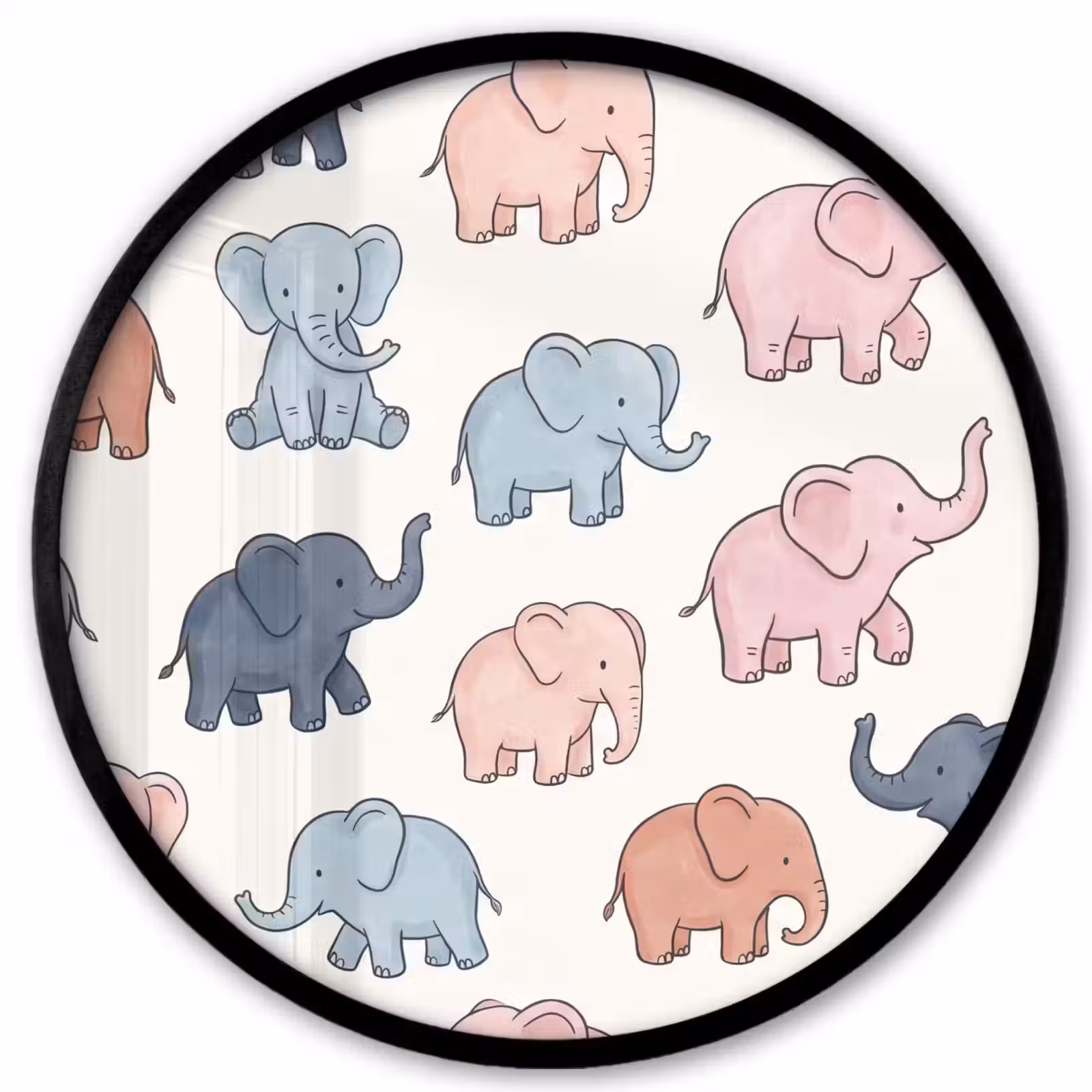 Ronde fotolijst - Dieren - Patroon - Kinderkamer - Pastel - Speels — 1