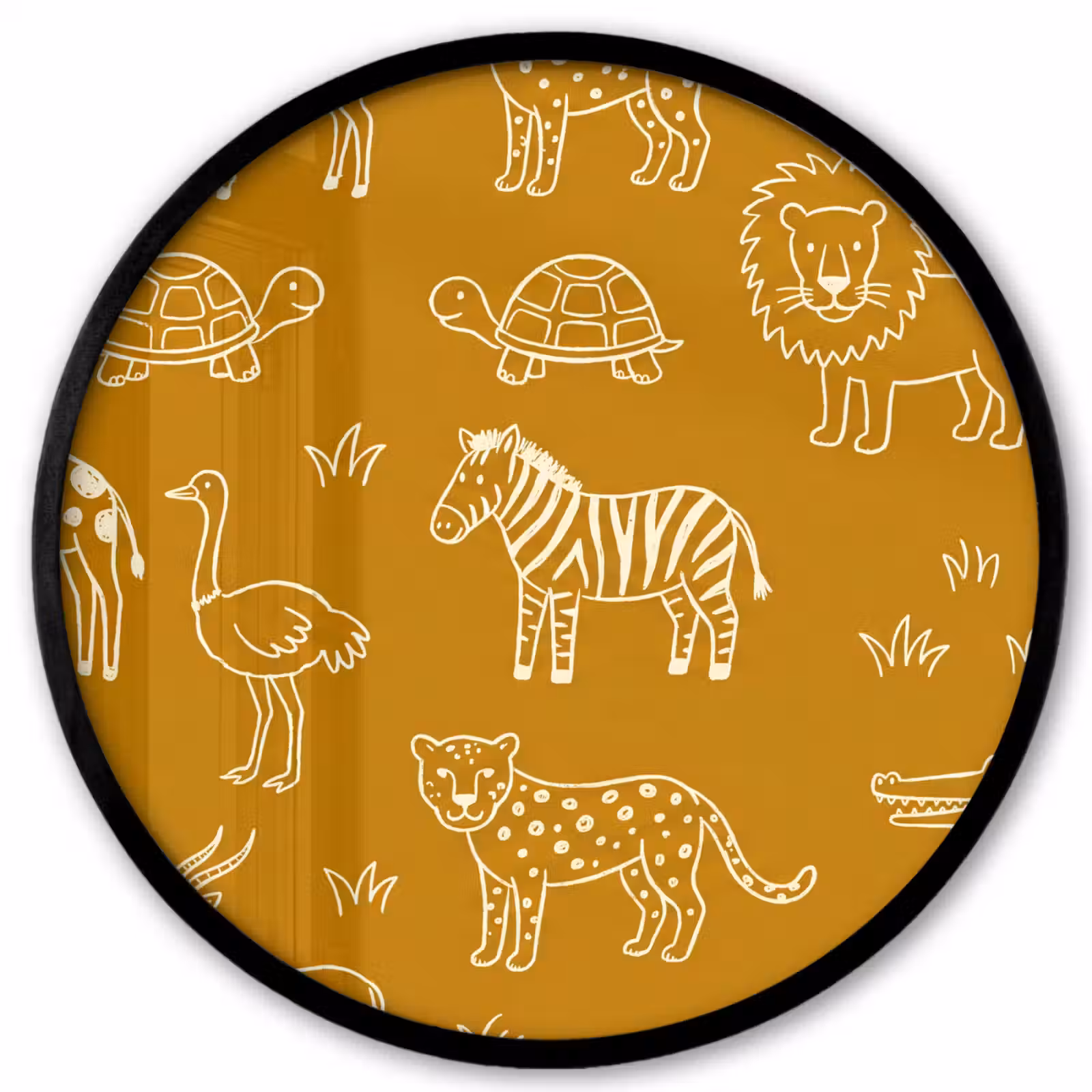 Ronde fotolijst - Dieren - Safari - Patroon - Kinderlijk - Oker — 1