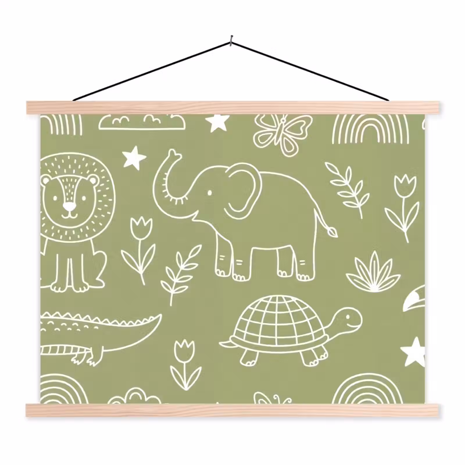 Schoolplaat - Dieren - Patroon - Illustratie - Natuur - Groen — 1