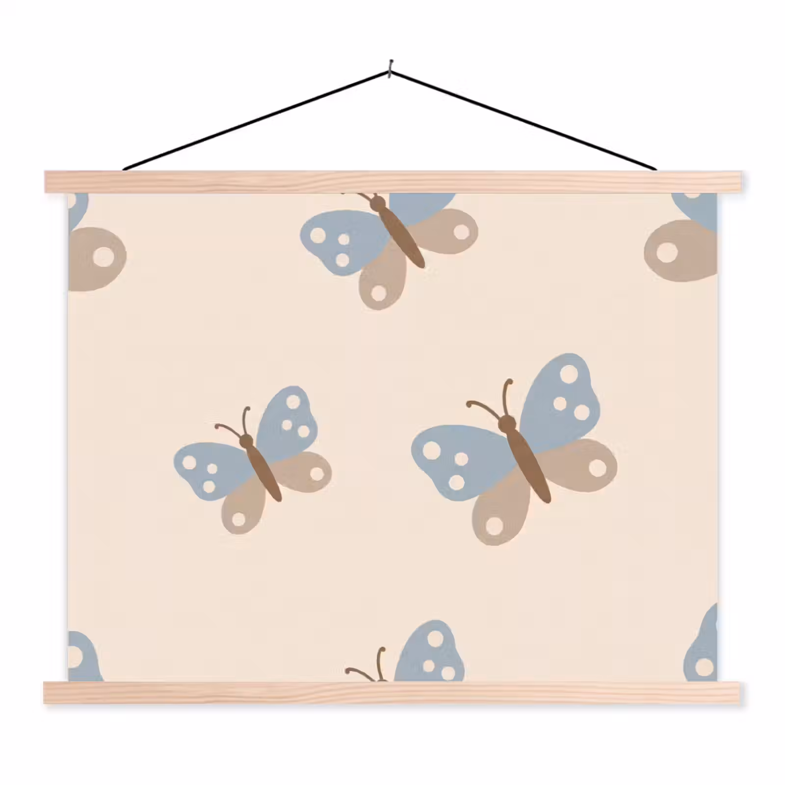 Schoolplaat - Insect - Vlinderpatroon - Abstract - Blauw - Beige — 1