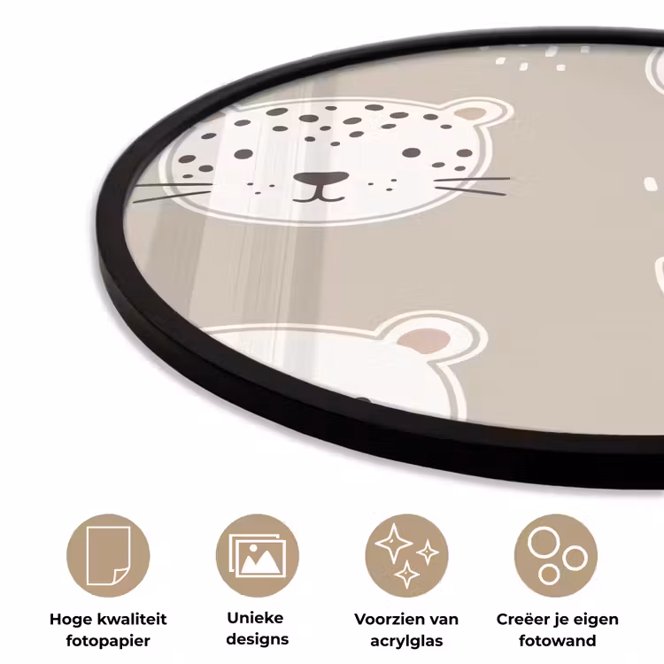 Ronde fotolijst - Dieren - Patroon - Illustratie - Modern - Beige — 2
