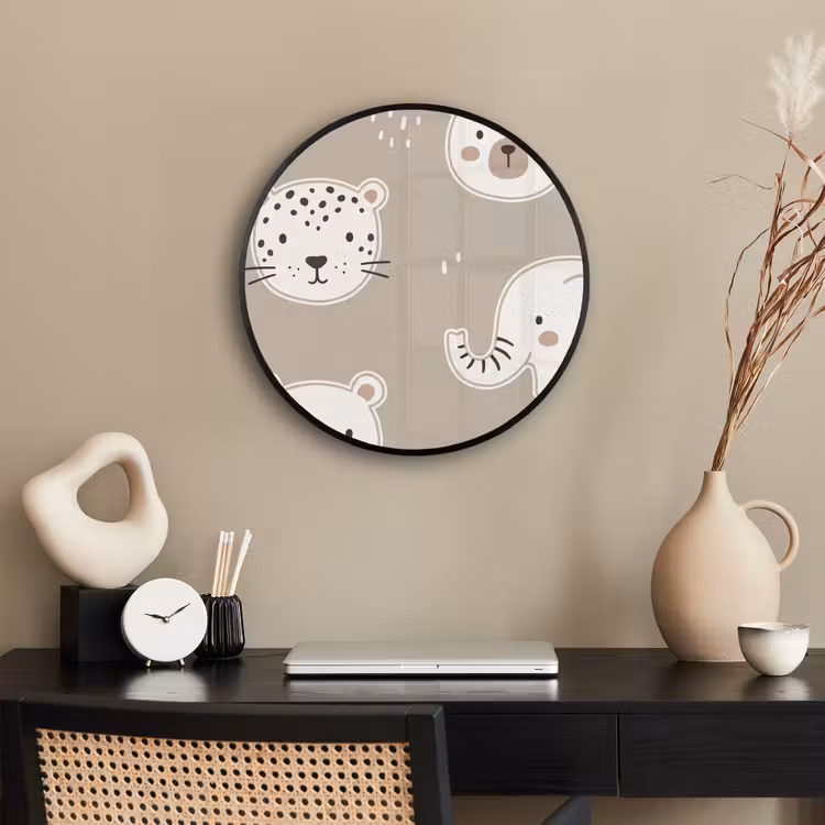 Ronde fotolijst - Dieren - Patroon - Illustratie - Modern - Beige — 3