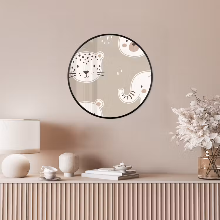 Ronde fotolijst - Dieren - Patroon - Illustratie - Modern - Beige — 5
