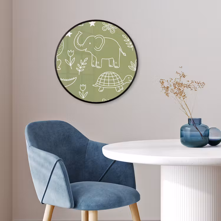 Ronde fotolijst - Dieren - Patroon - Illustratie - Natuur - Groen — 4