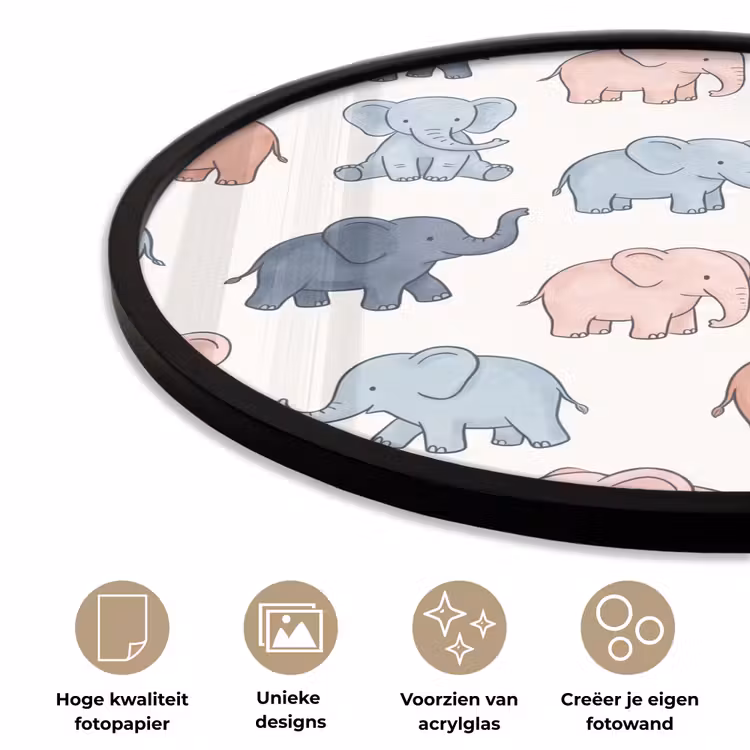 Ronde fotolijst - Dieren - Patroon - Kinderkamer - Pastel - Speels — 2