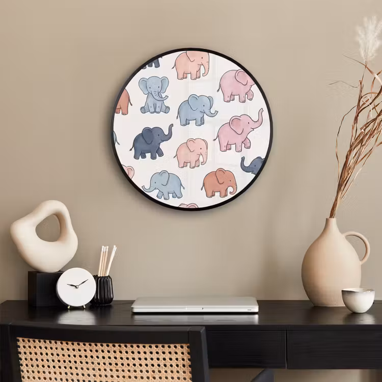 Ronde fotolijst - Dieren - Patroon - Kinderkamer - Pastel - Speels — 3