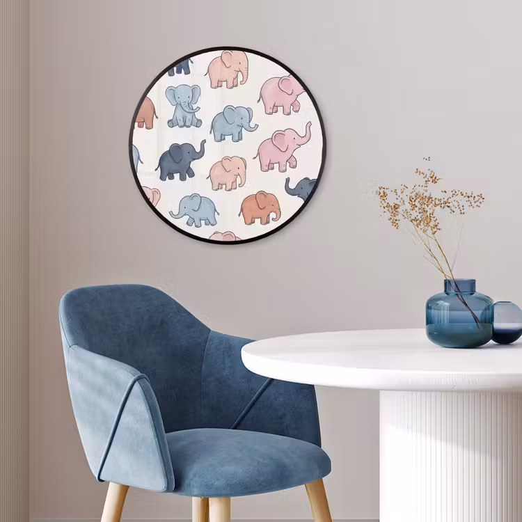 Ronde fotolijst - Dieren - Patroon - Kinderkamer - Pastel - Speels — 4