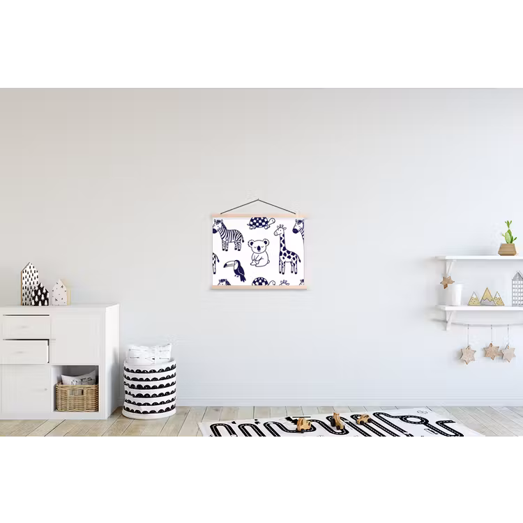 Schoolplaat - Dieren - Patroon - Kinderkamer - Grafisch - Wit-Blauw — 3