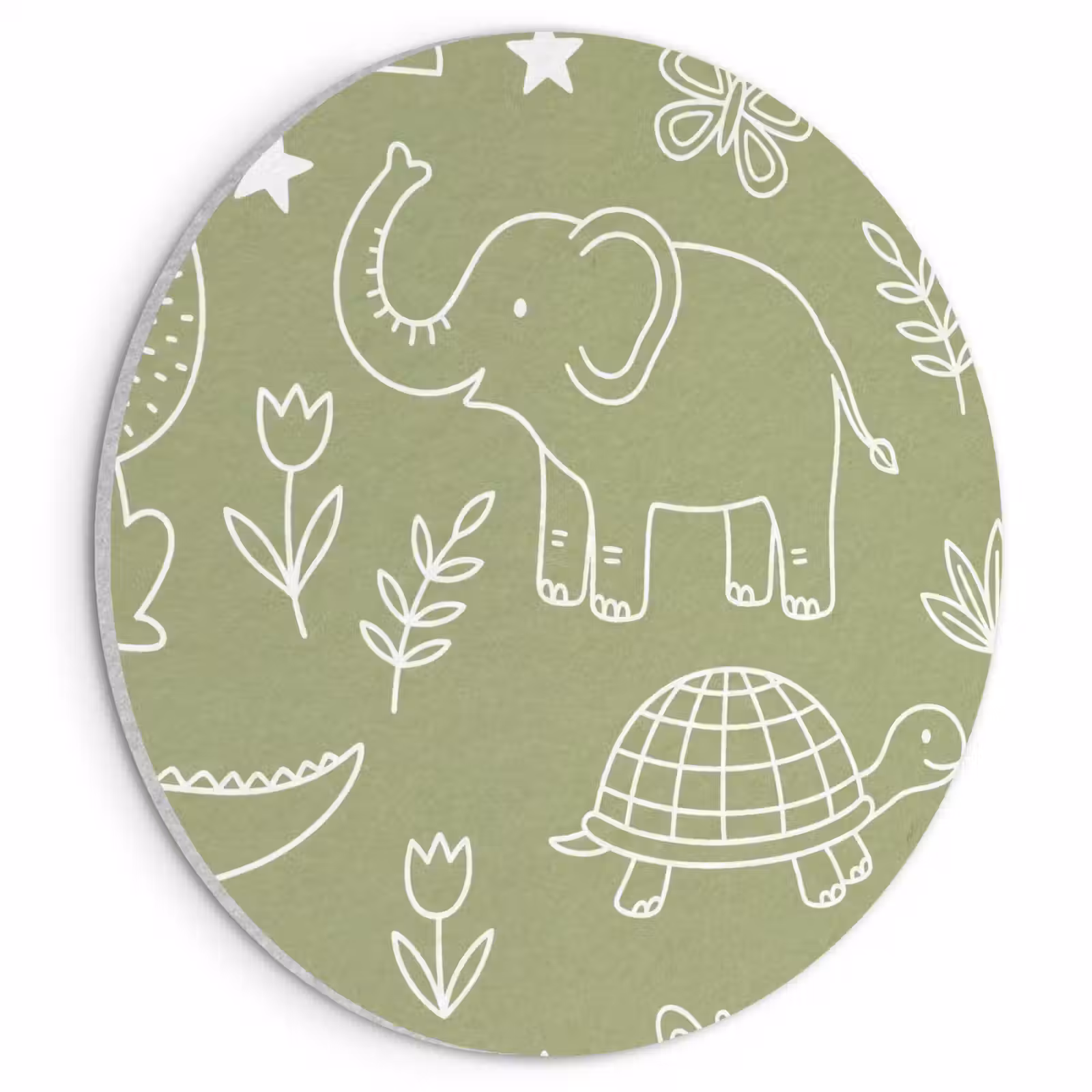 Akoestisch schilderij rond - Dieren - Patroon - Illustratie - Natuur - Groen — 1