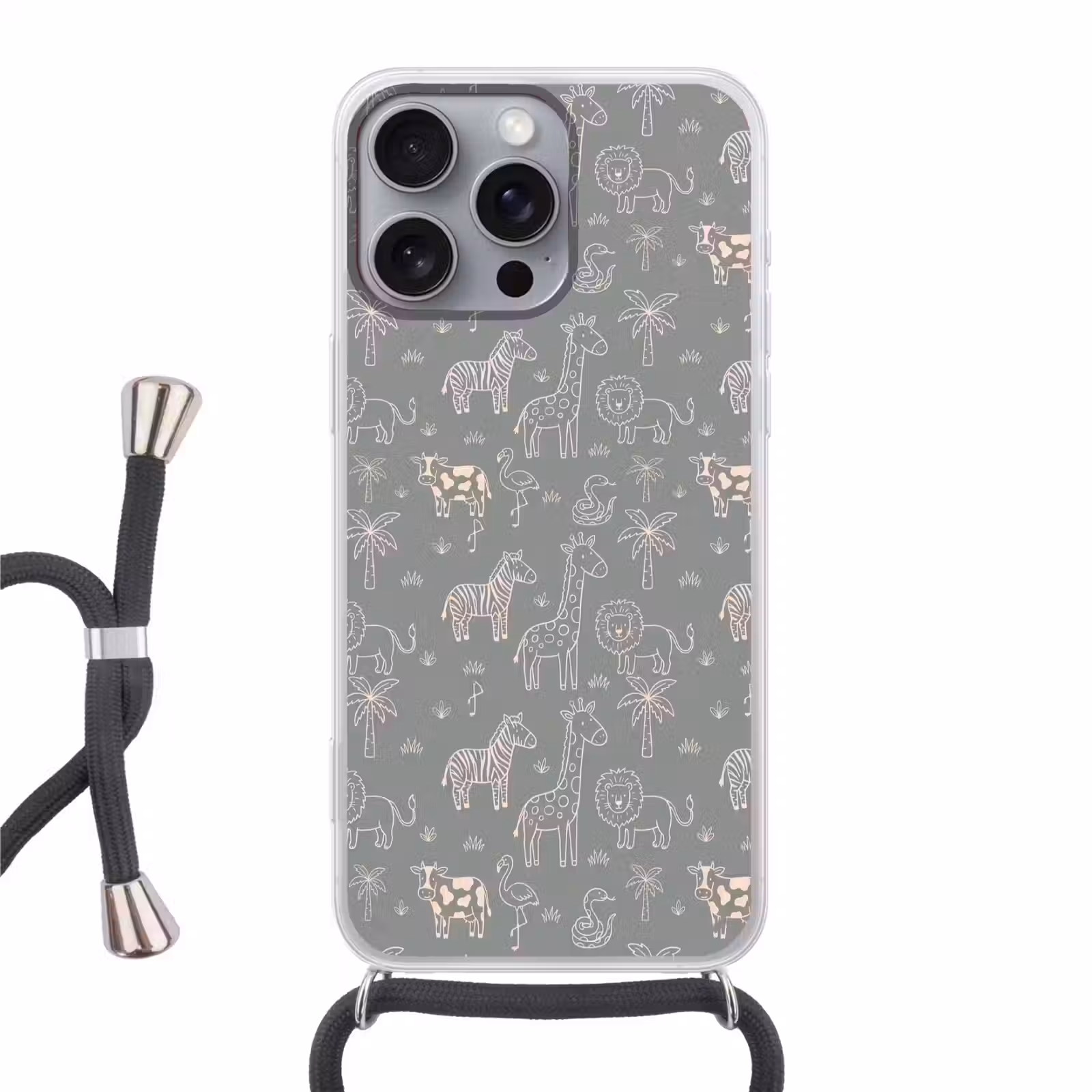 Telefoonhoesje met koord - Dieren - Safari - Patroon - Illustratie - Groen — 1