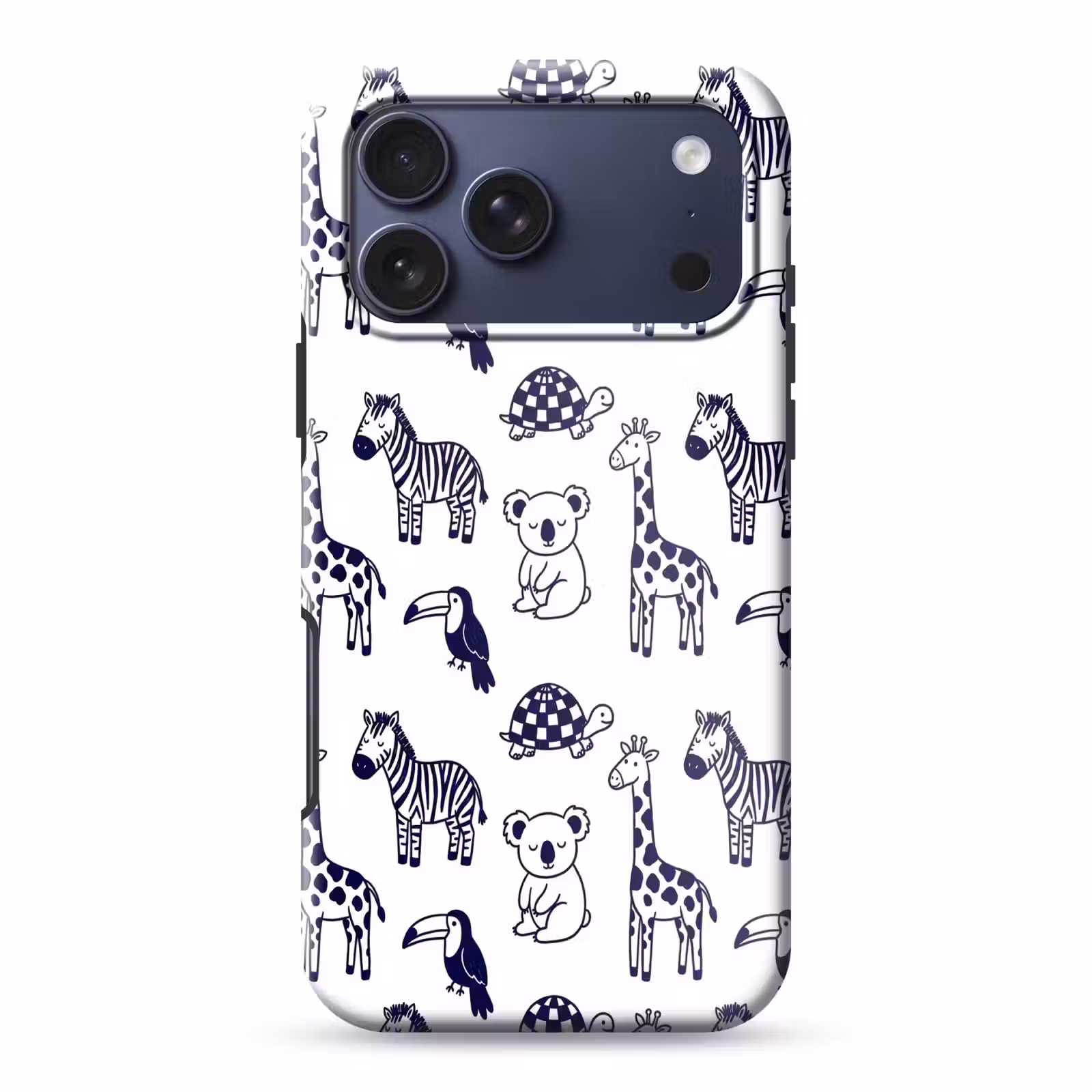 Telefoonhoesje Toughcase - Dieren - Patroon - Kinderkamer - Grafisch - Wit-Blauw — 1