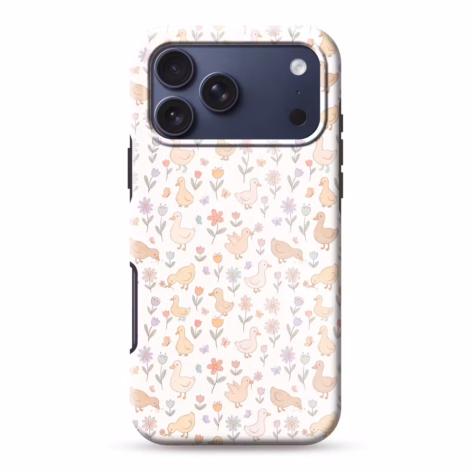 Telefoonhoesje Toughcase - Vogel - Bloemen - Patroon - Pastel - Dieren — 1