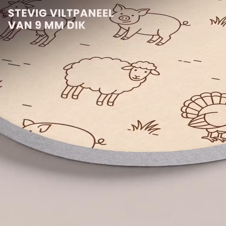 Akoestisch schilderij rond - Dieren - Patroon - Boerderij - Minimalistisch - Beige — 5