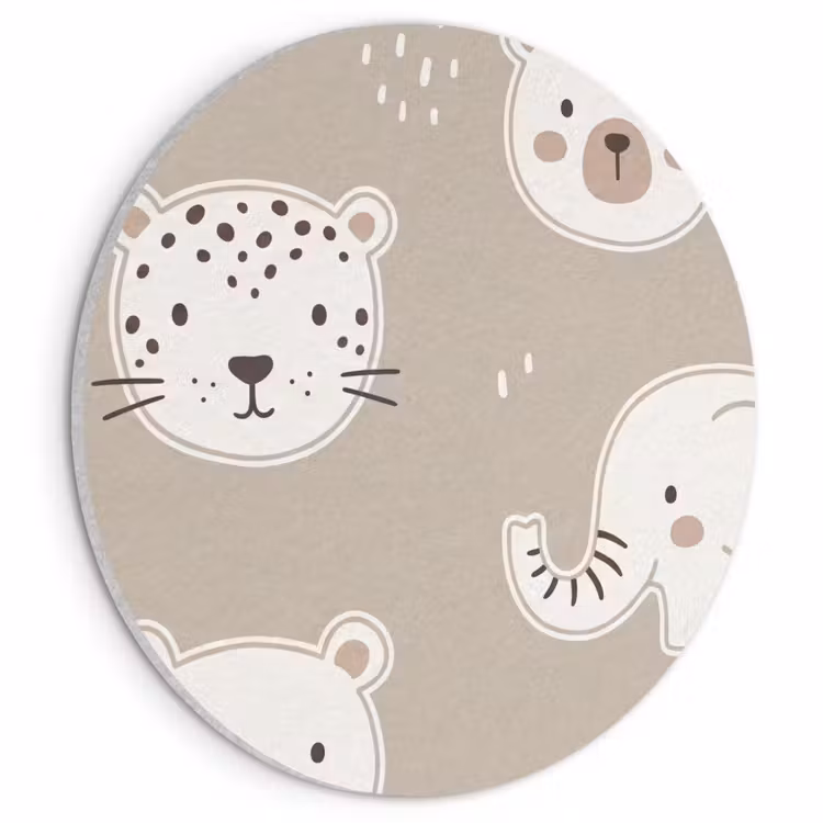 Akoestisch schilderij rond - Dieren - Patroon - Illustratie - Modern - Beige — 1
