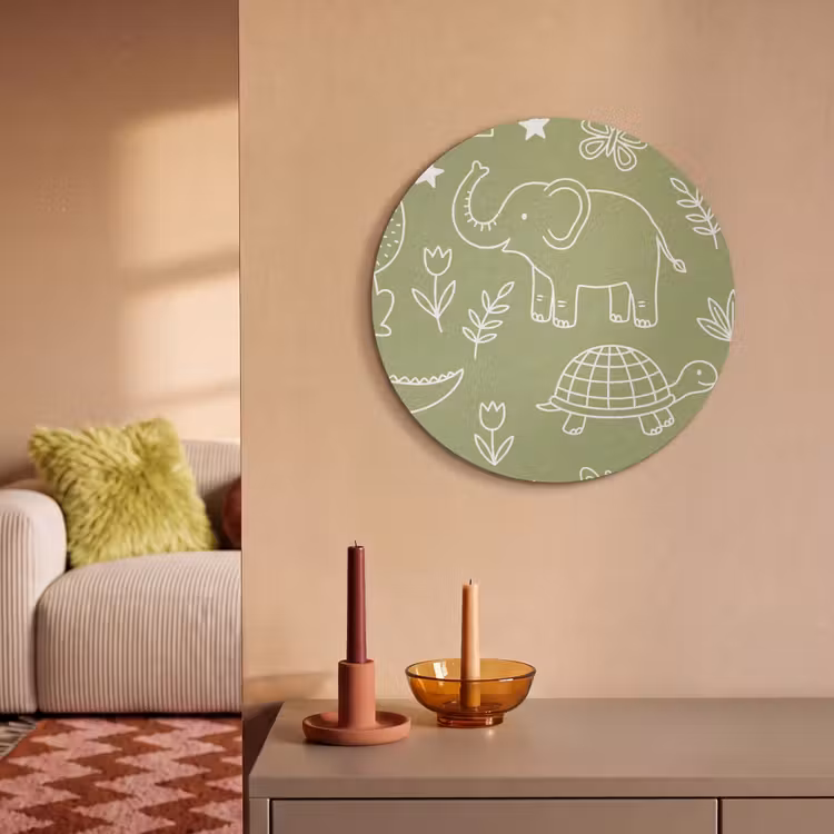 Akoestisch schilderij rond - Dieren - Patroon - Illustratie - Natuur - Groen — 2