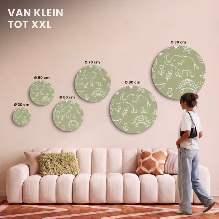 Akoestisch schilderij rond - Dieren - Patroon - Illustratie - Natuur - Groen — 7